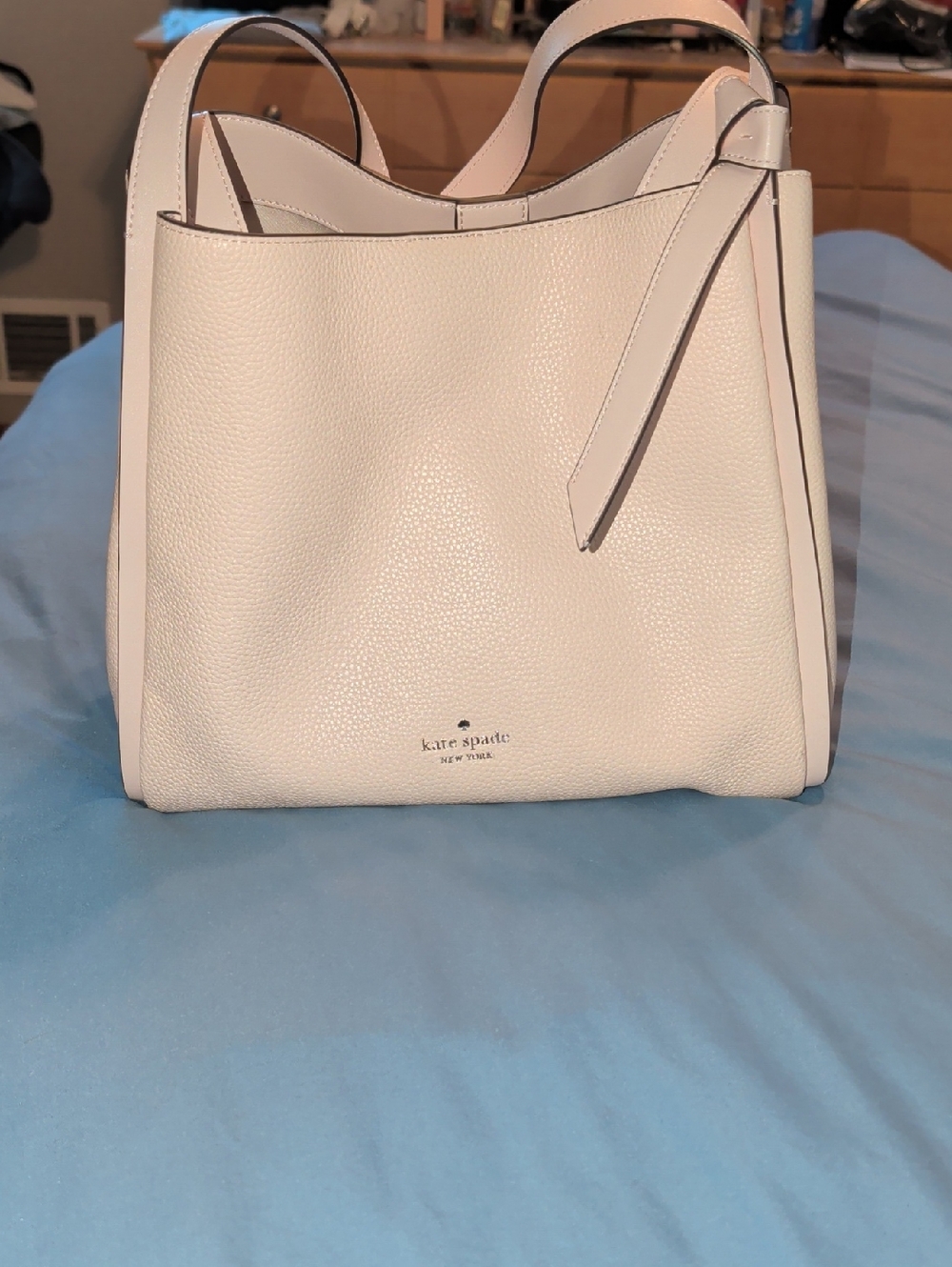 kate spade Pink Pebbled Leather Tote with Knot Strap